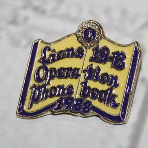 🟢📞 Lions 19-B “Operation Phonebook” 1988 Lapel Pin · 1 3/8" 📞🟢